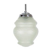 Art Deco pendant lamp with green glass shade, France ca. 1940
