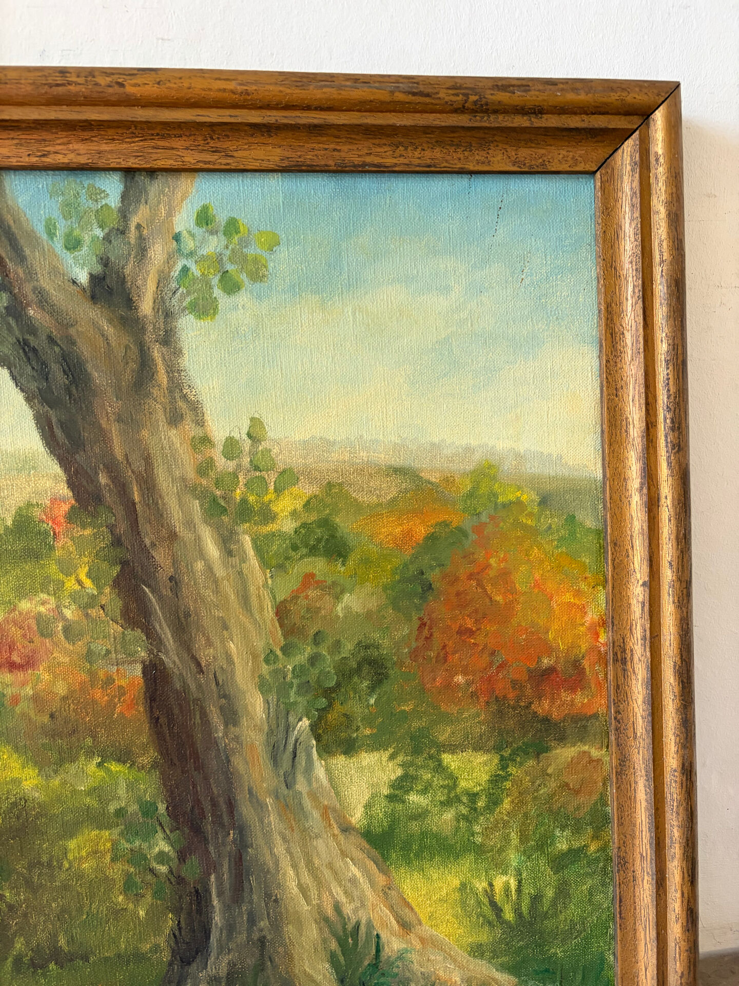 L’arbre des saisons, huile sur toile signé Hildegarde, 1977