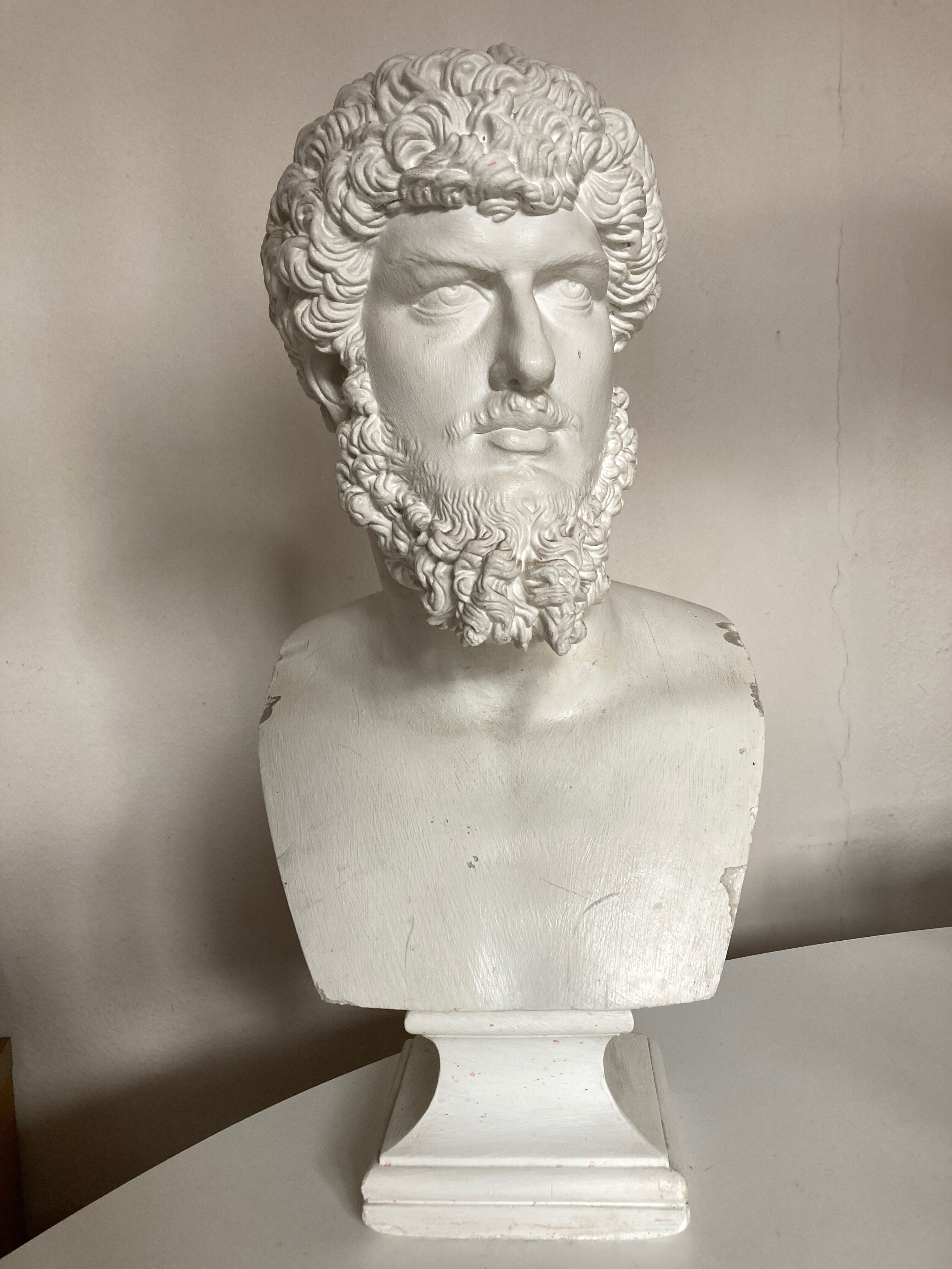 Greco-Roman bust in full plaster of Emperor Lucius Verus Borghese collection