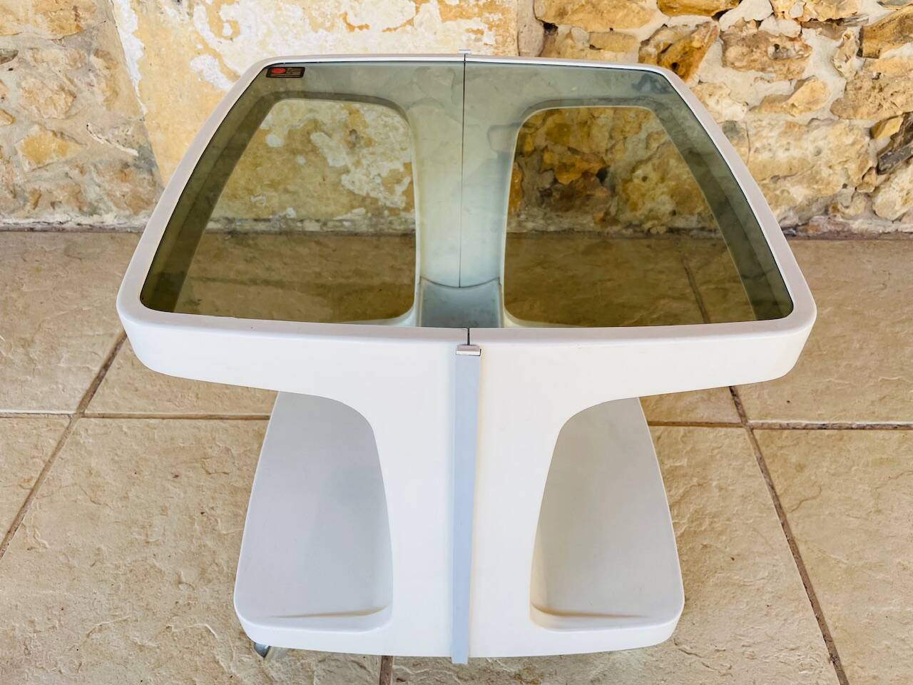Table d'appoint Vintage sur roulettes avec rangement, édition Flair 1970s