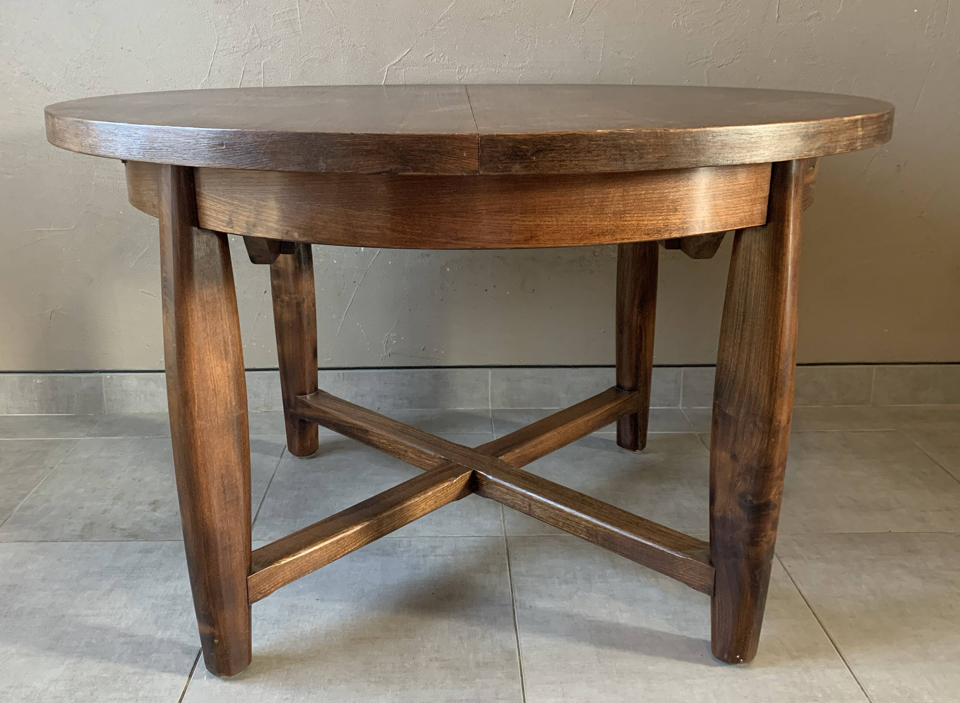Vintage extendable wooden table from the 50s with independent extension
