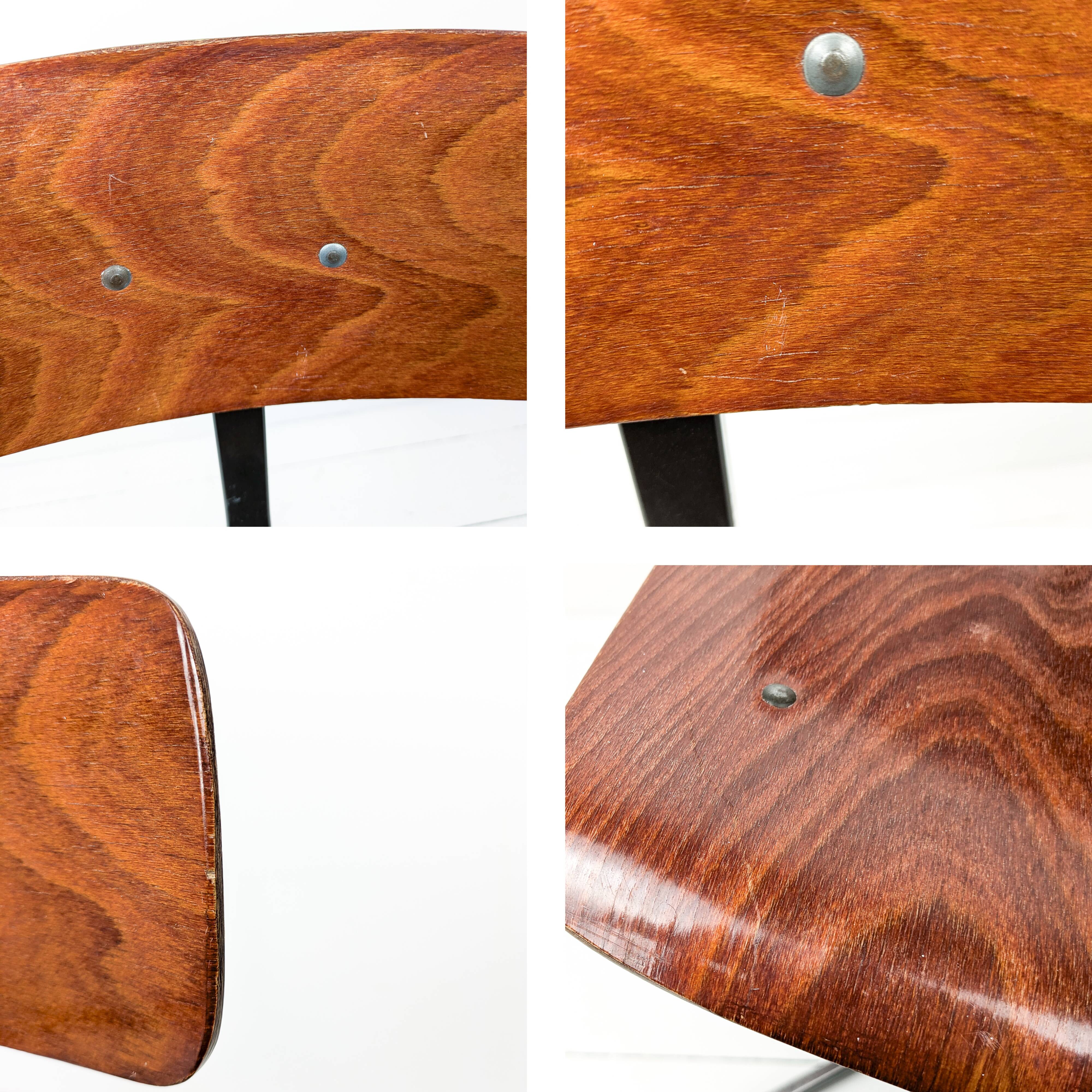 Mid Century Chaise d'école Chaise enfant Bois Métal Vintage Rétro Chambre d'enfants Boussole Pied Sk