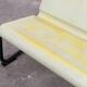 Rare Willy Guhl two-seater bench, original yellow patina, 1960.