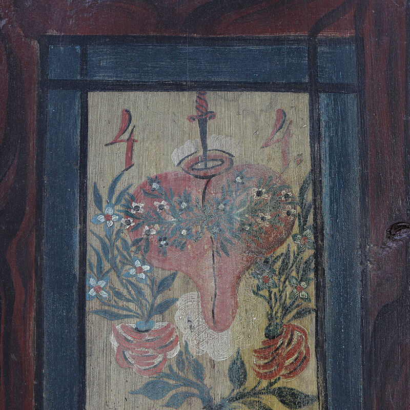 Rustic Farmhouse Folk Art Painted Bridal Cabinet 1844