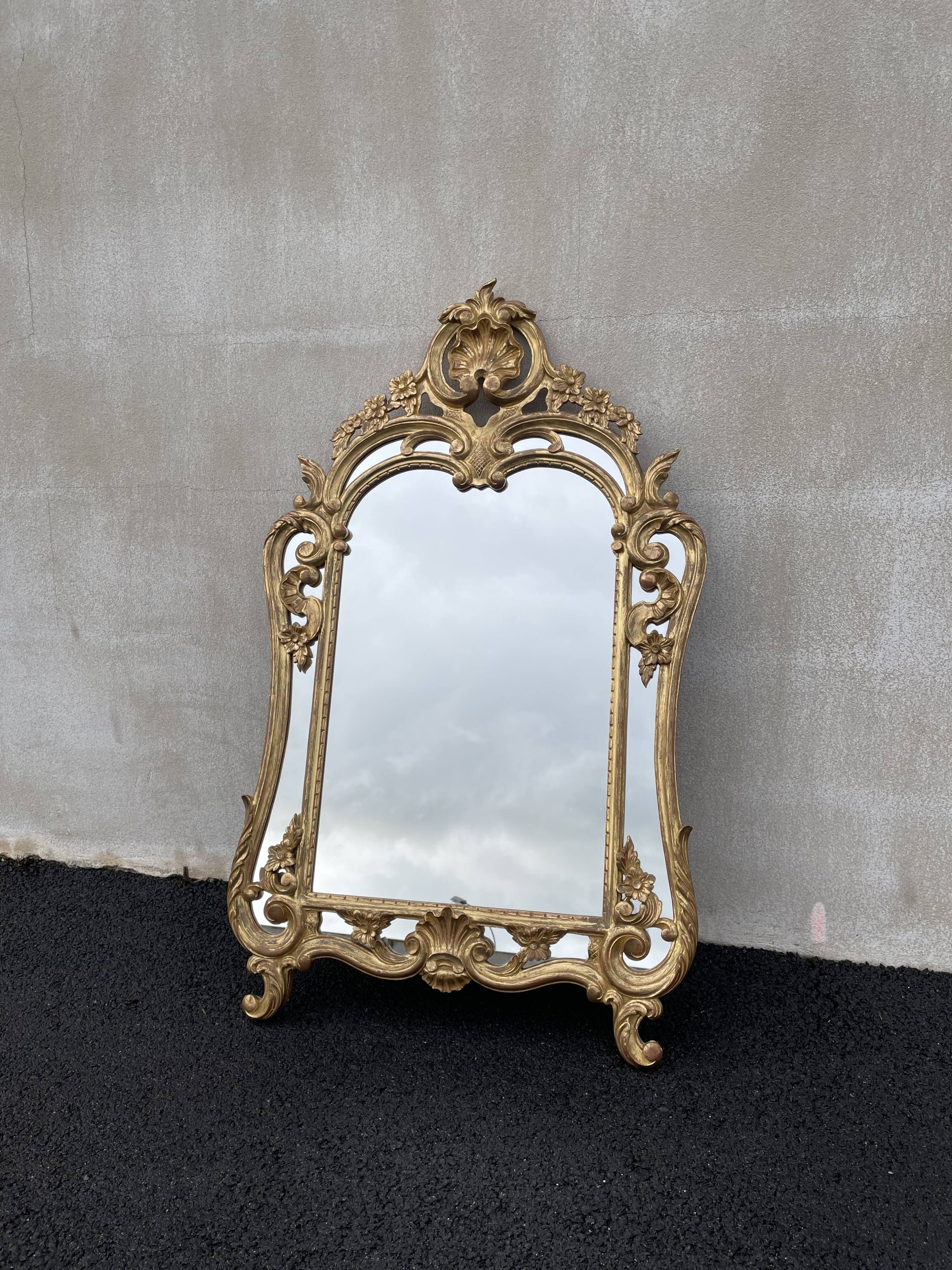 20th century gilded wooden mirror with bezels h120 x l71