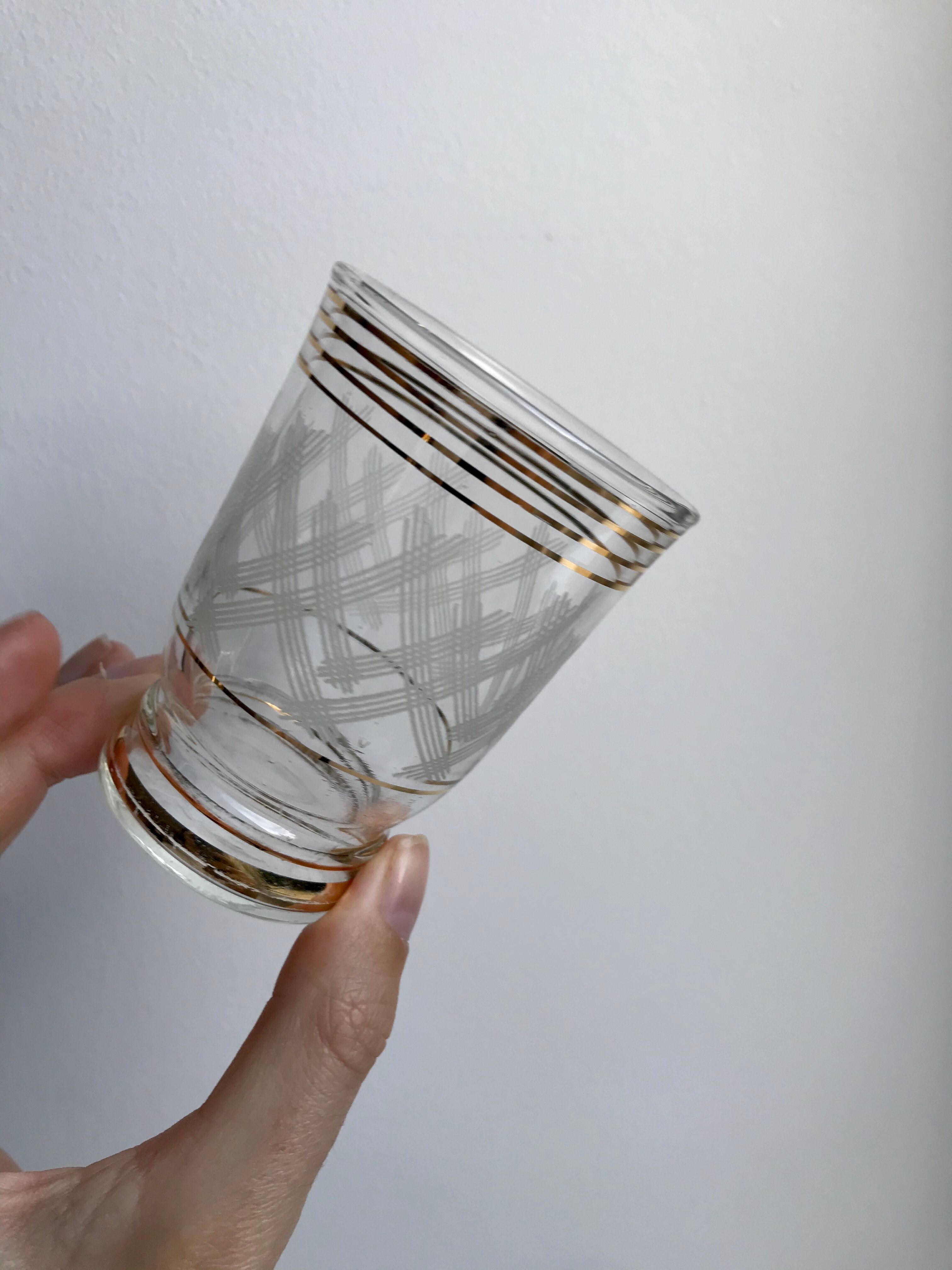 Set of 6 engraved cups and golden spirals 50-60s