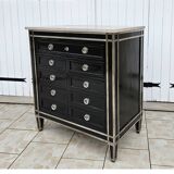 Commode Art Déco à 9 Tiroirs En Laque Et Bronze Nickelé