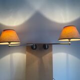 Pair of vintage, Art Deco chrome and beige adjustable wall lamps