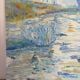 Blue landscape, riverbank, oil on canvas signed 1970