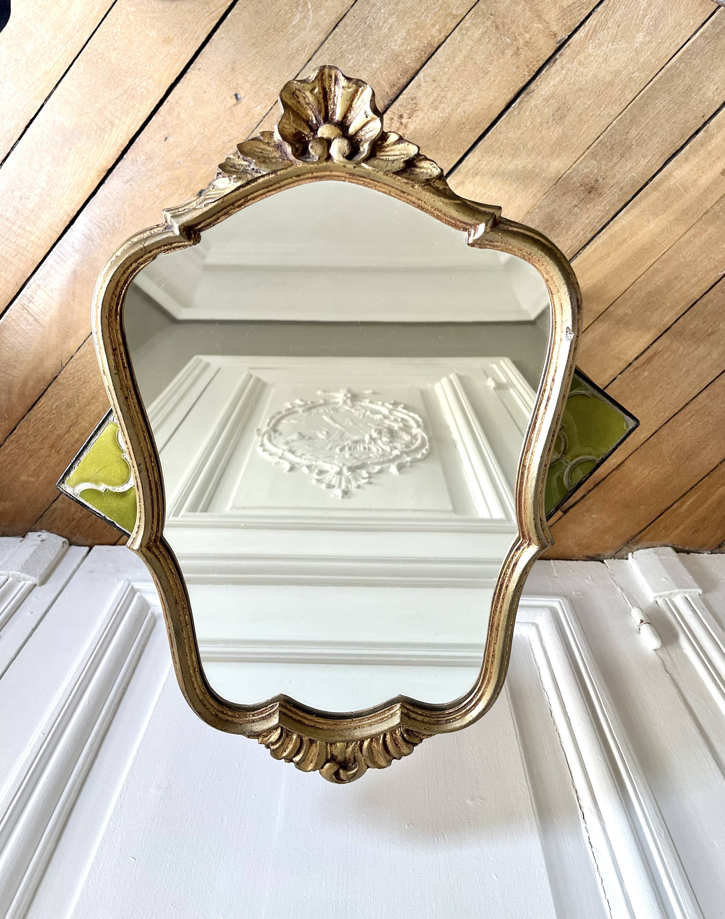 Miroir rocaille style Louis XV doré , 50 x 31 cm