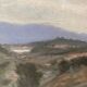 HST painting dated 1959 beautiful "Landscape with mountain" signed + frame