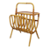 Side table with vintage rattan and wood magazine rack from the 60s