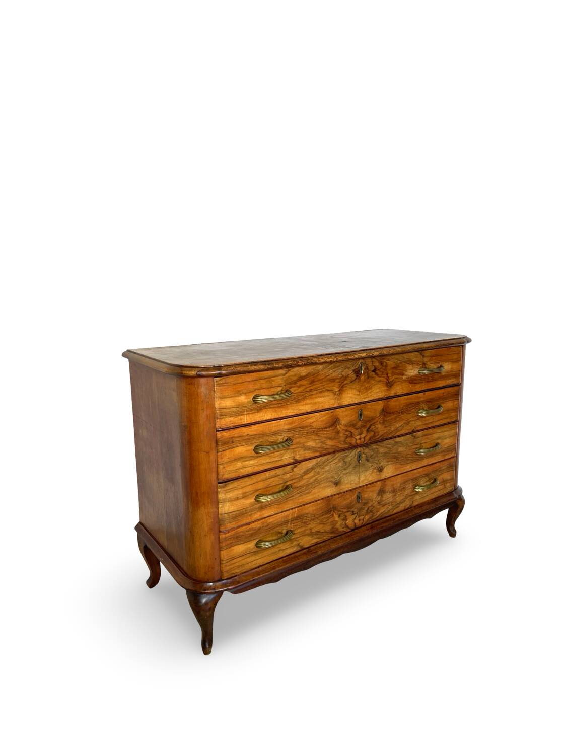 Italian art deco burl walnut chest of drawers, 1930s/1940s