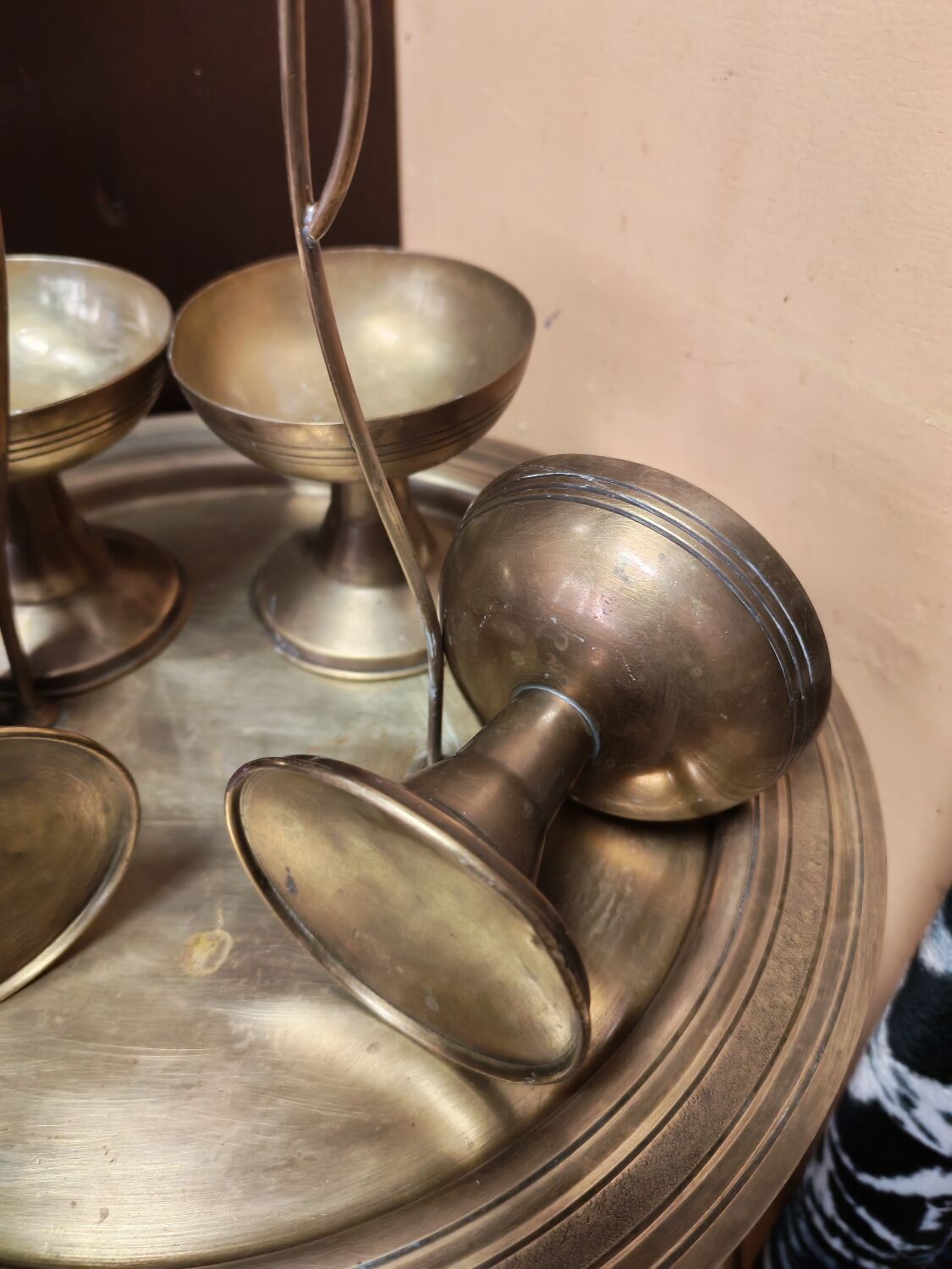 Vintage brass boho style aperitif server