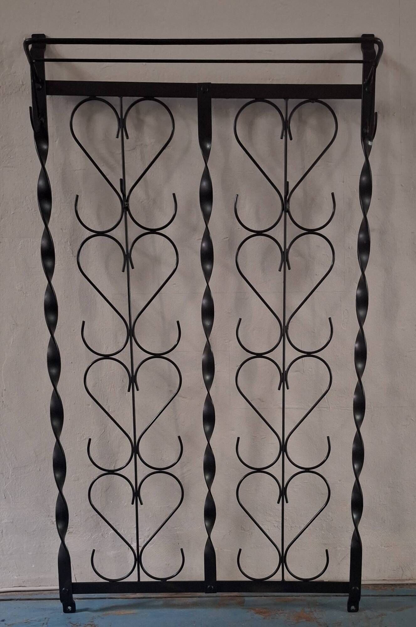 Mid century wall mounted wrought iron coat and hat rack, 1960s
