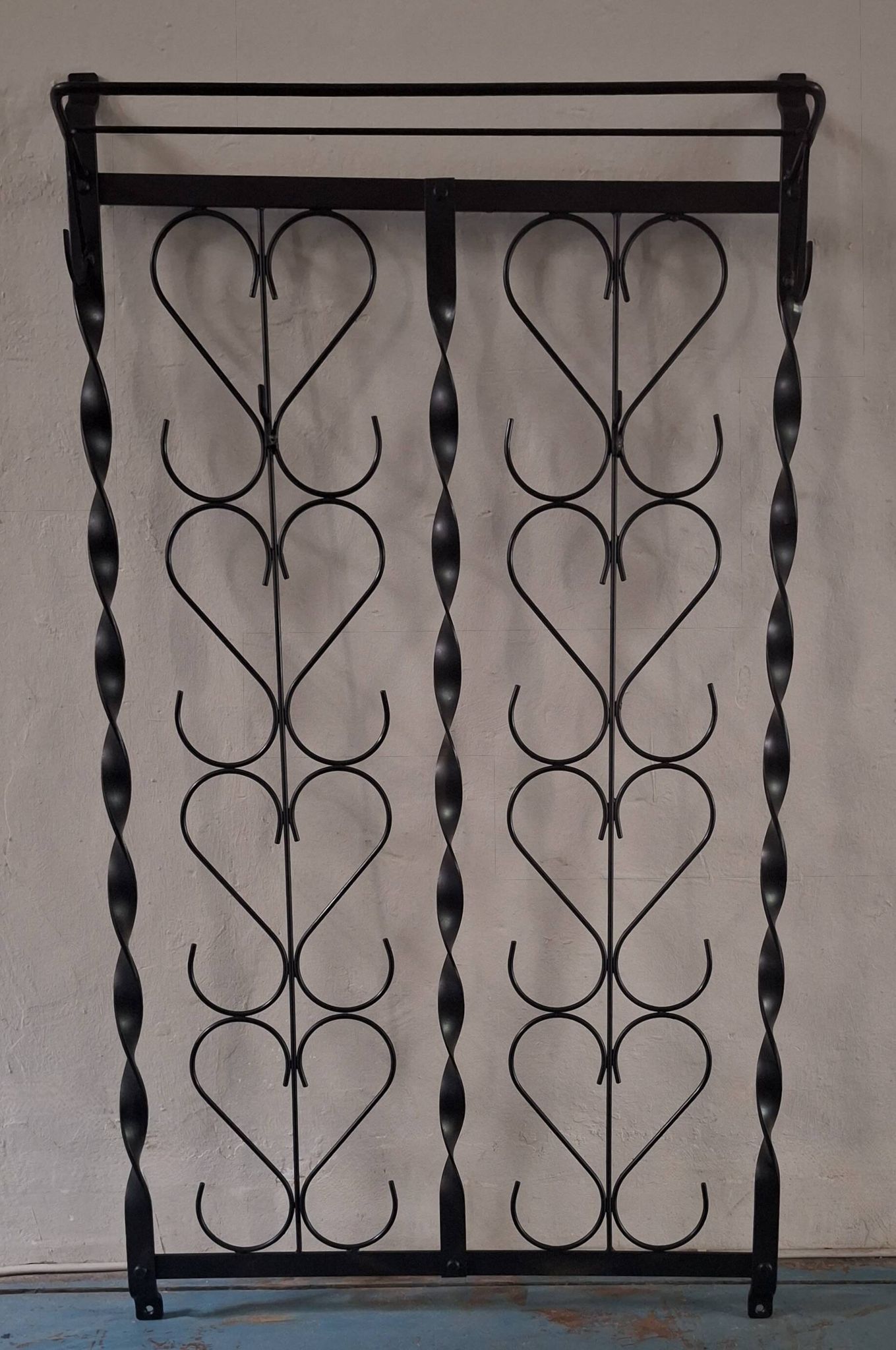 Mid century wall mounted wrought iron coat and hat rack, 1960s