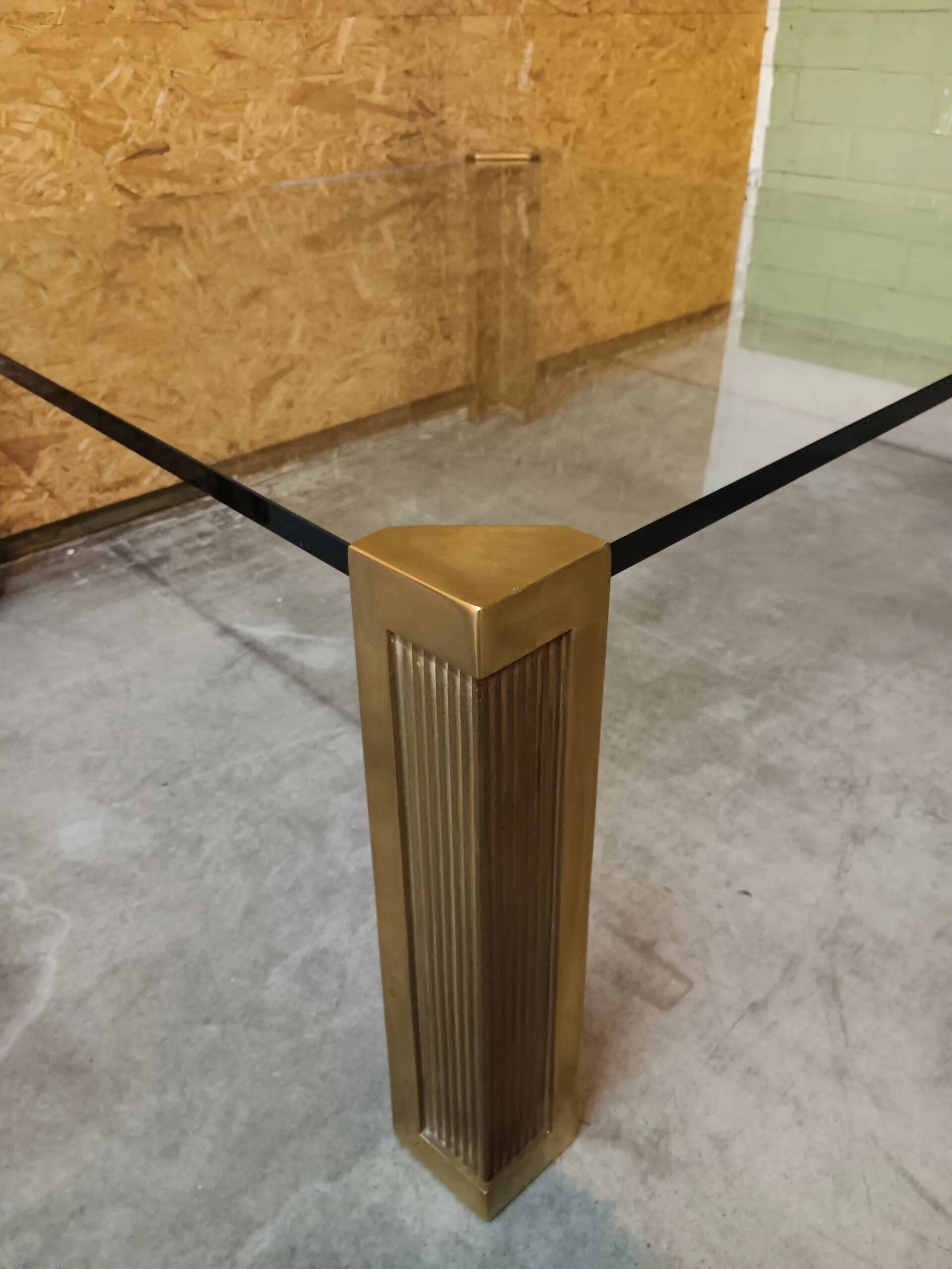 Table basse Peter Ghyczy verre et bronze grande édition