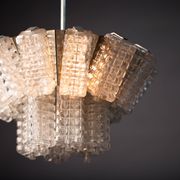 Vintage Austrolux Glass Chandelier: 1960s Mid-Century Modern Pendant Light