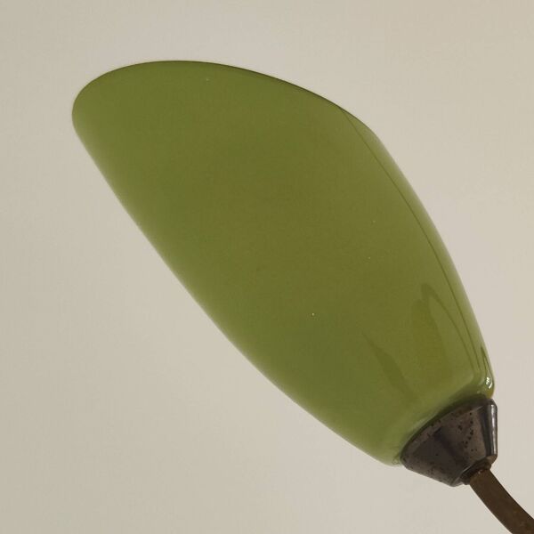 Lustre laiton et verre 4 feux jaune et vert année 60