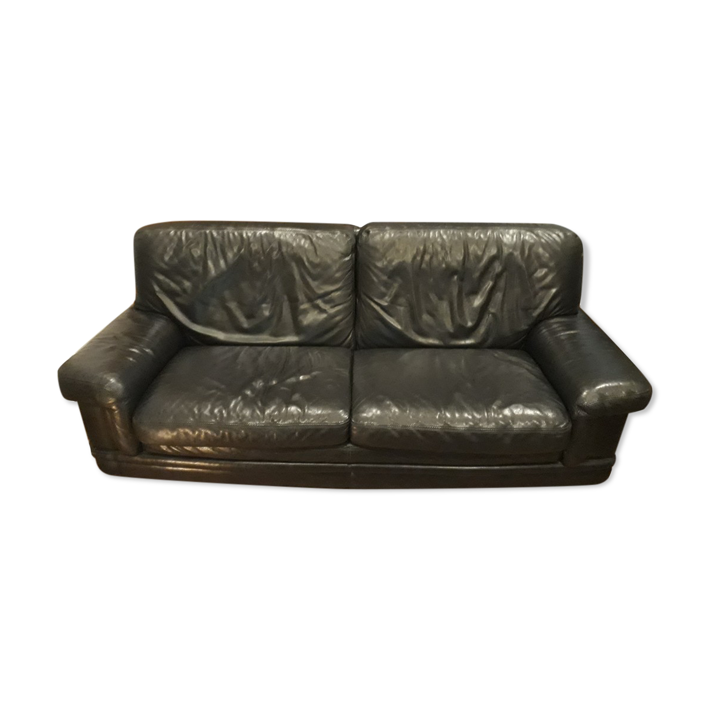 Natuzzi black leather sofa