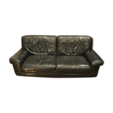 Natuzzi black leather sofa