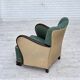 1960s, Danish armchair, green and beige furniture wool.