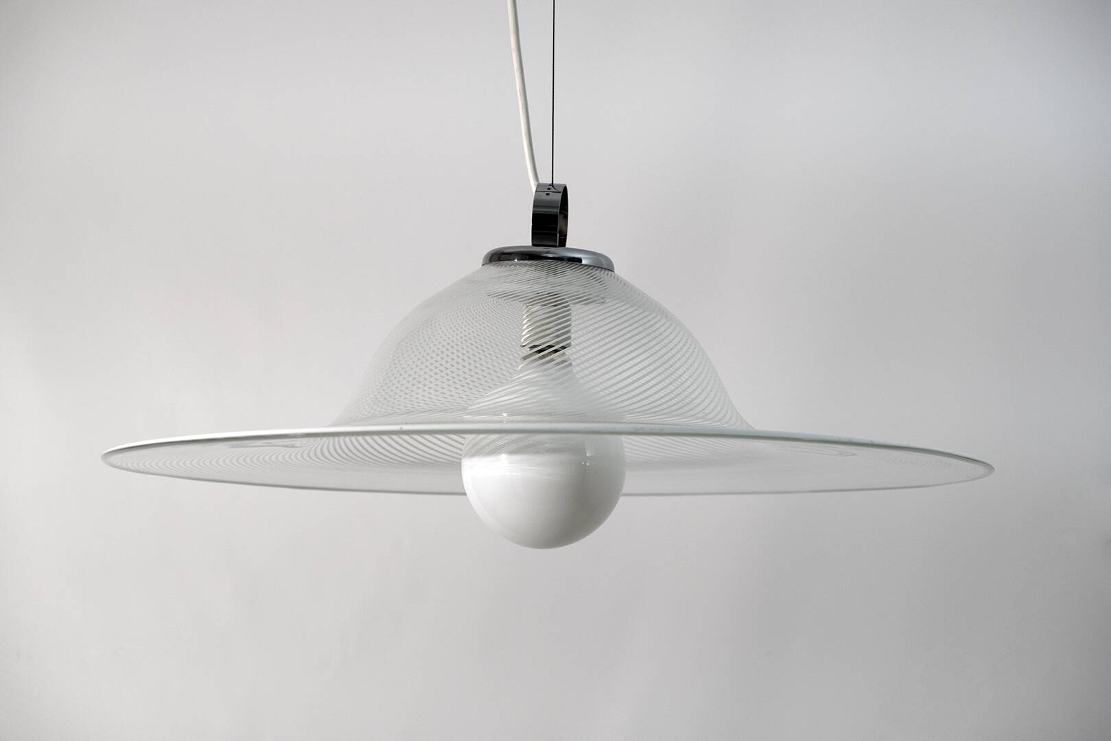 Mid-Century Modern Italian Murano Spiral Glass Pendant Lamp, 1970s