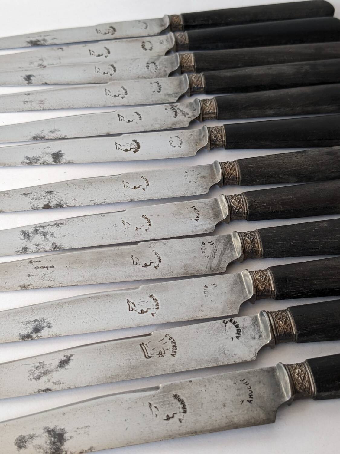 Antique ebony handle knives