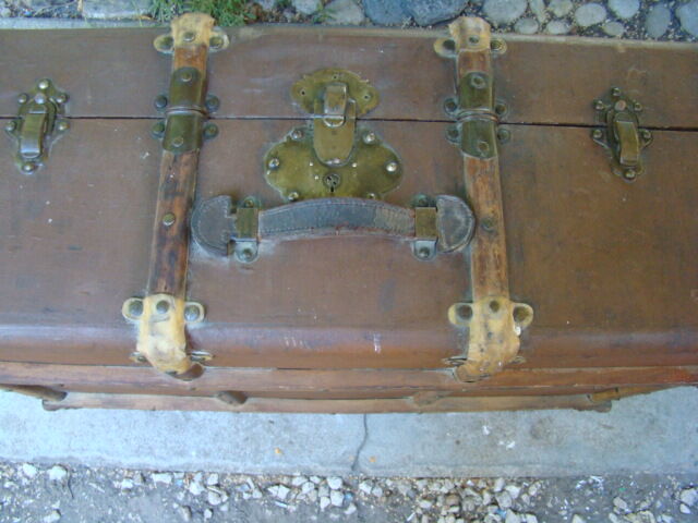Old brown canvas trunk