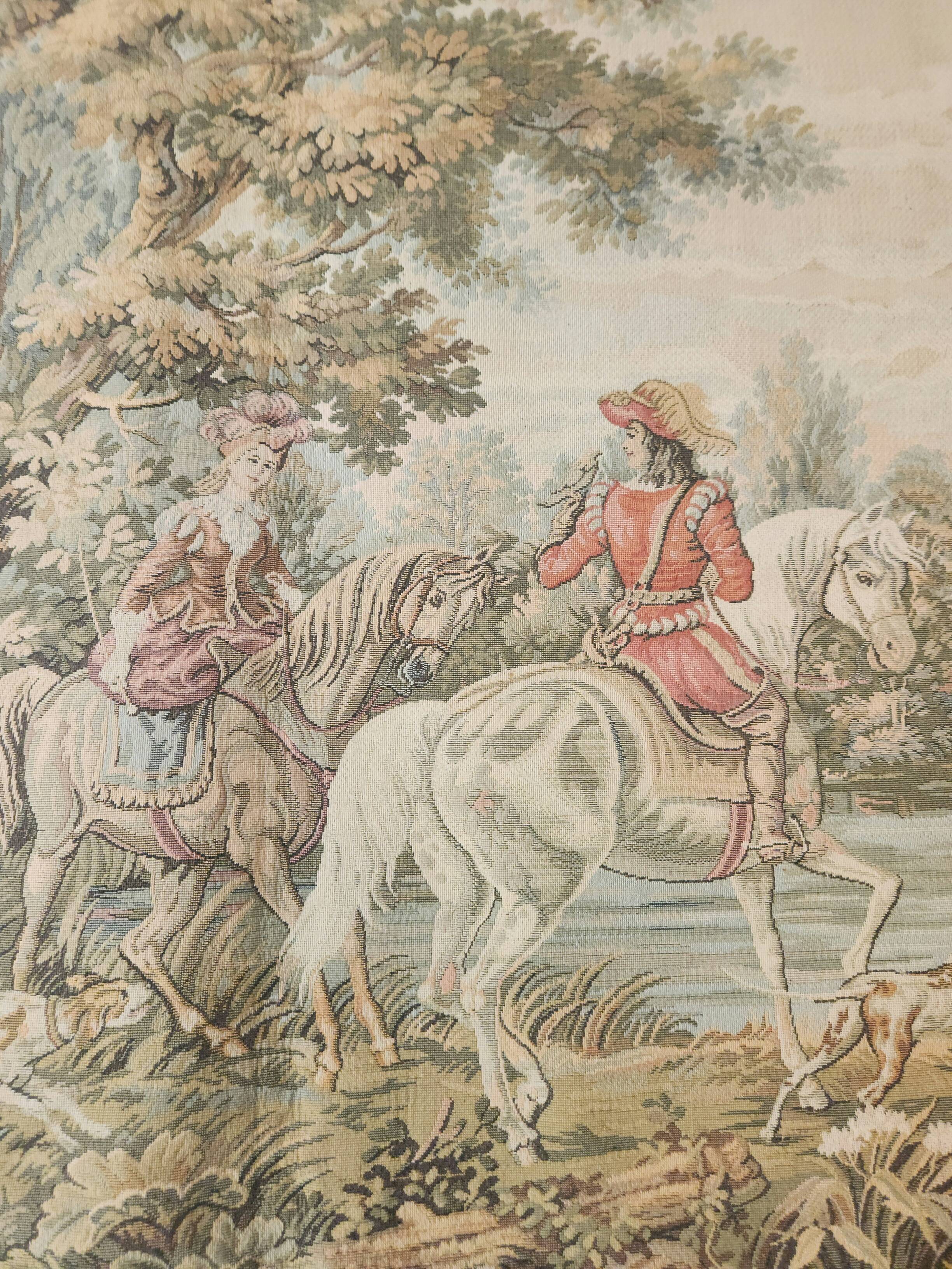 Tapestry Gobelin Hunting Landscape Rococo Jacquard Aubusson Style
