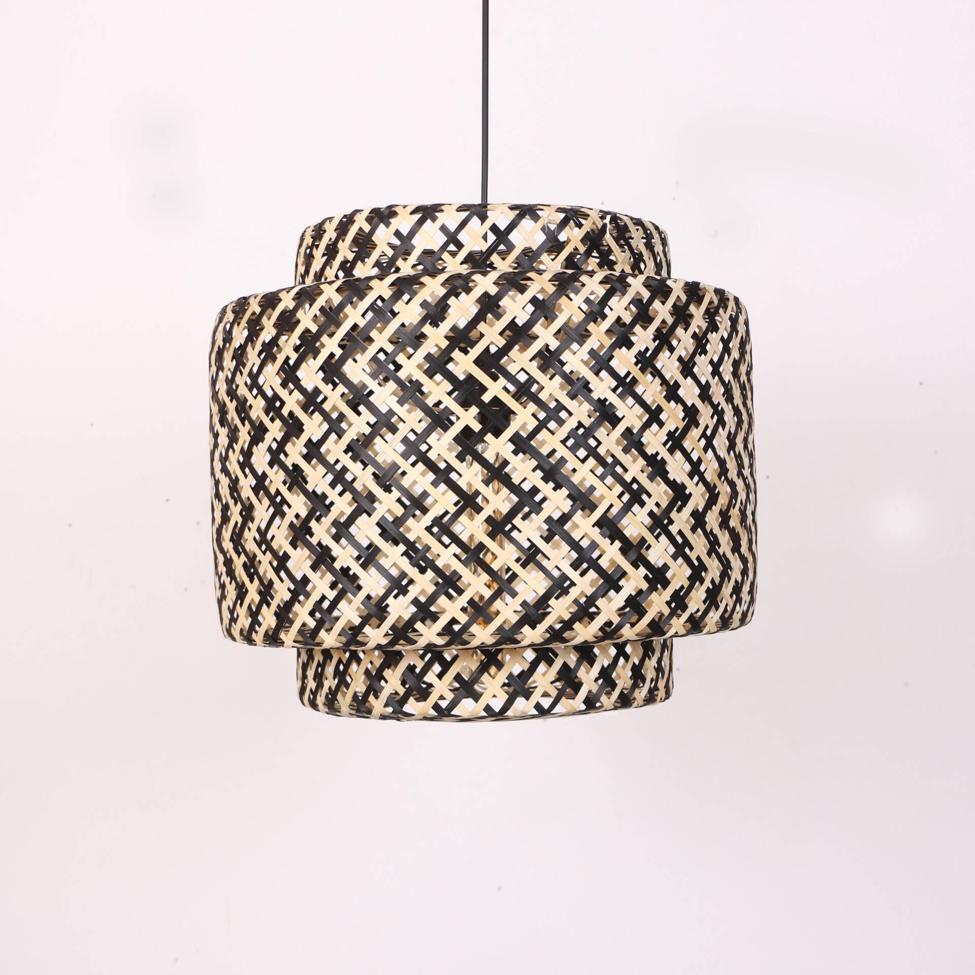 Bamboo Lighting 40 cm Black and  Natural, Bamboo Chandelier, Bamboo Lamp