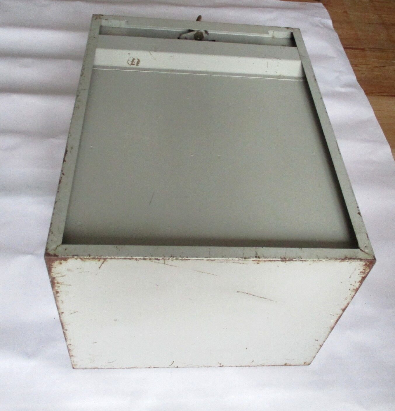 Vintage metal box with 2 drawers -industrial furniture grey