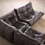 Canapé Togo original Ligne Roset en cuir par Michel Ducaroy, années 1970