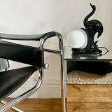 Vintage ceramic lamp with opaline globe