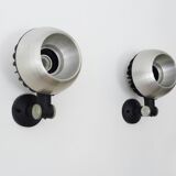 Pair of adjustable chrome eyeball wall lights. Diameter 17 cm - 6.69 " 70s-80s