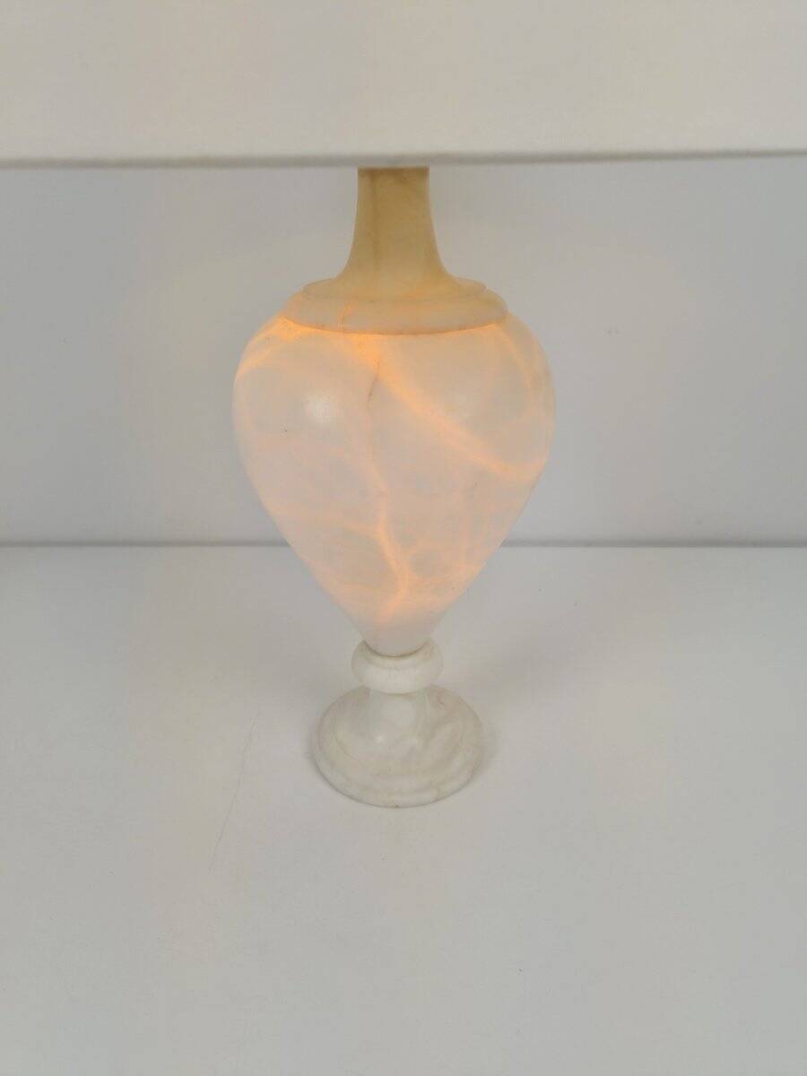Alabaster Amphora Shaped Mother Table Lamp by Nelson Bloncourt, 1960s