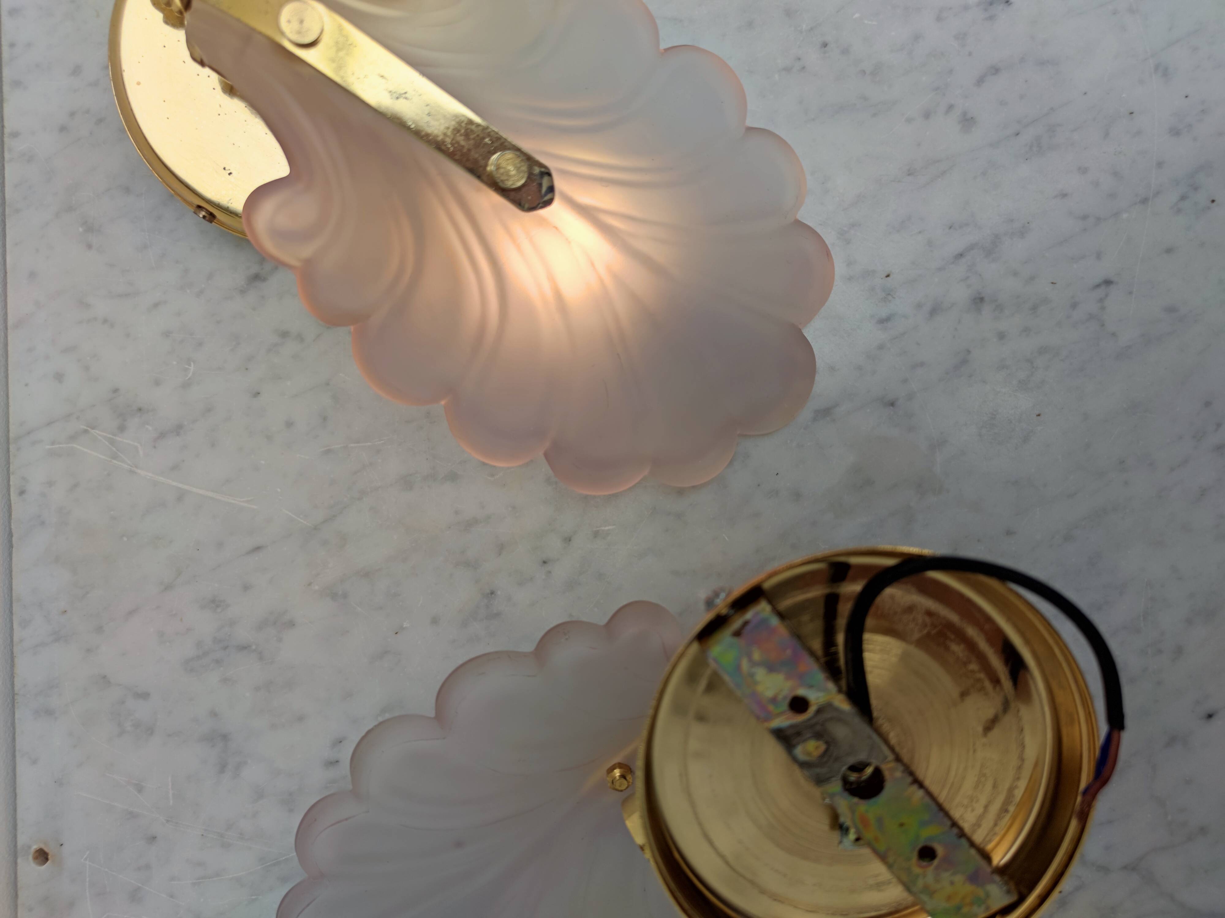 Pair of pink petal sconces