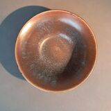 Flared cup in black and nuanced brown enameled ceramic, numbered and Sèvres stamp