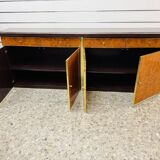 Modernist Sideboard in Radica and Gilded Metal, 1970s