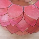 Vintage hanging lamp mother-of-pearl lotus flower and rose-degrading brass