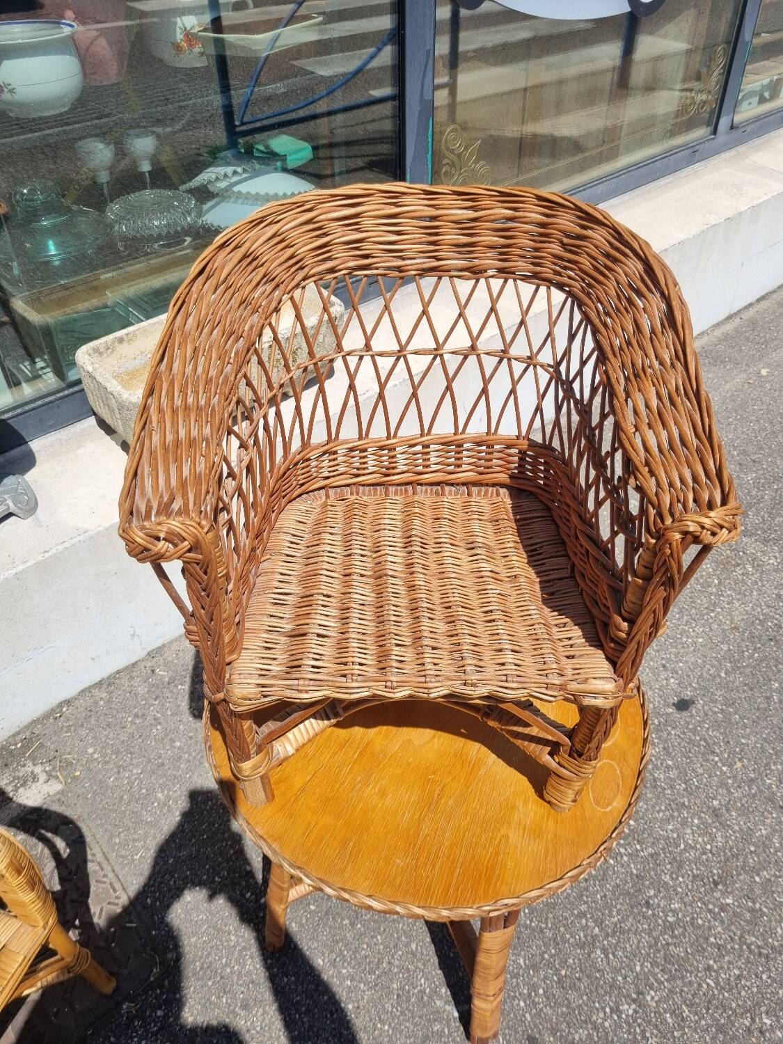 Salon enfant vintage rotin