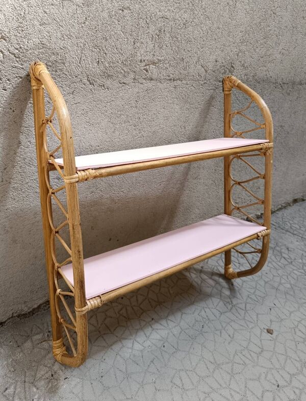 Étagère murale en osier rotin ou bambou