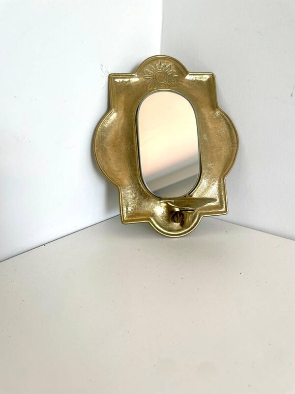 Applique murale vintage en laiton avec miroir et bougie