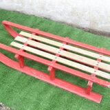 Luge vintage biplace traîneau bois de chêne 1930's 106 cm