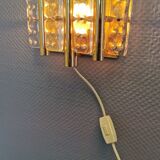Old Swedish wall lamp, made of hard pressed glass, brass and metal