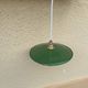 Vintage lampshade in green and white enamelled sheet metal with LED electricity