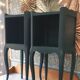 Pair of bedside tables revisited in petrol blue