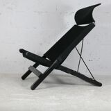 Armchair by Tord Bjorklund, black wood, steel and canvas. Ed. Ikéa, circa 1990.