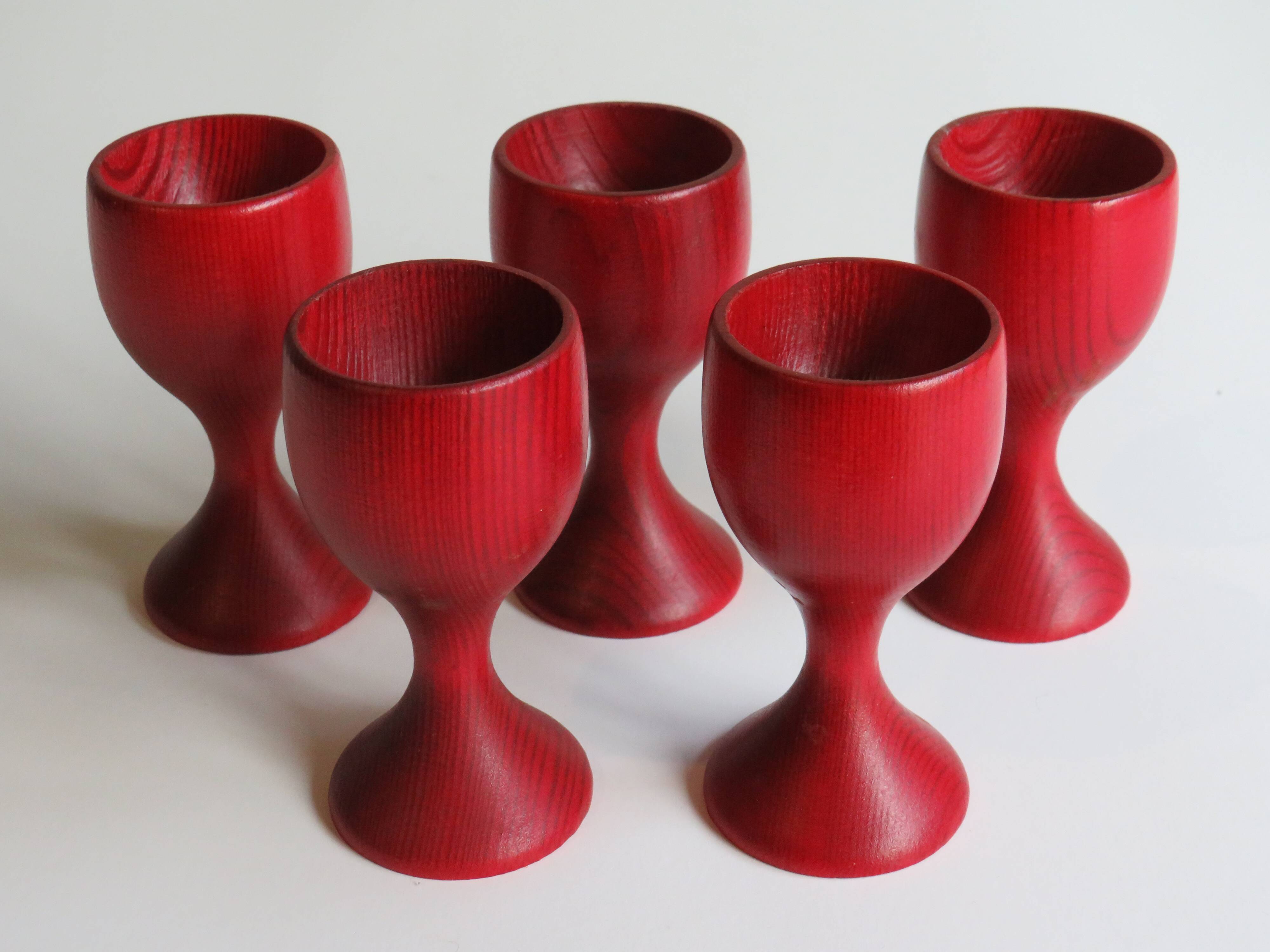 Lot of 5 eggcups, Holmbergs Sweden 1950