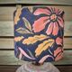 Table lamp, pink Clichy glass base and floral lampshade